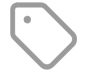 A gray and white icon of a tag.